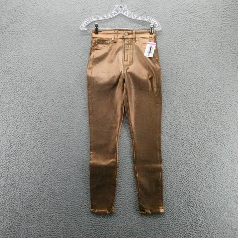 7 For All Mankind Womens Metallic Bronze Coated Skinny Jeans‎ Size 26 NEW